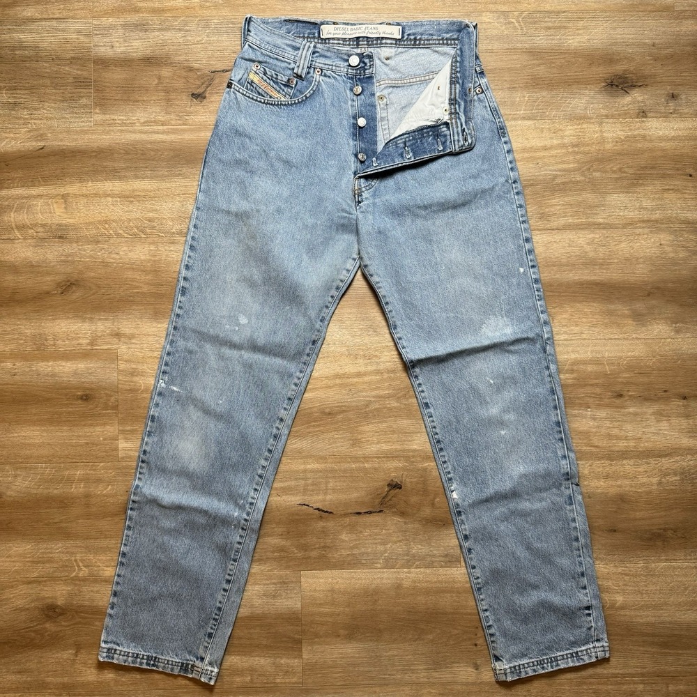 Diesel Saddle Jeans Mens 28x32 Blue Relaxed Tapered Light Wash Made in Italy Y2K
